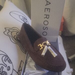 AEROSOLES Brown Loafers with Gold Detailing